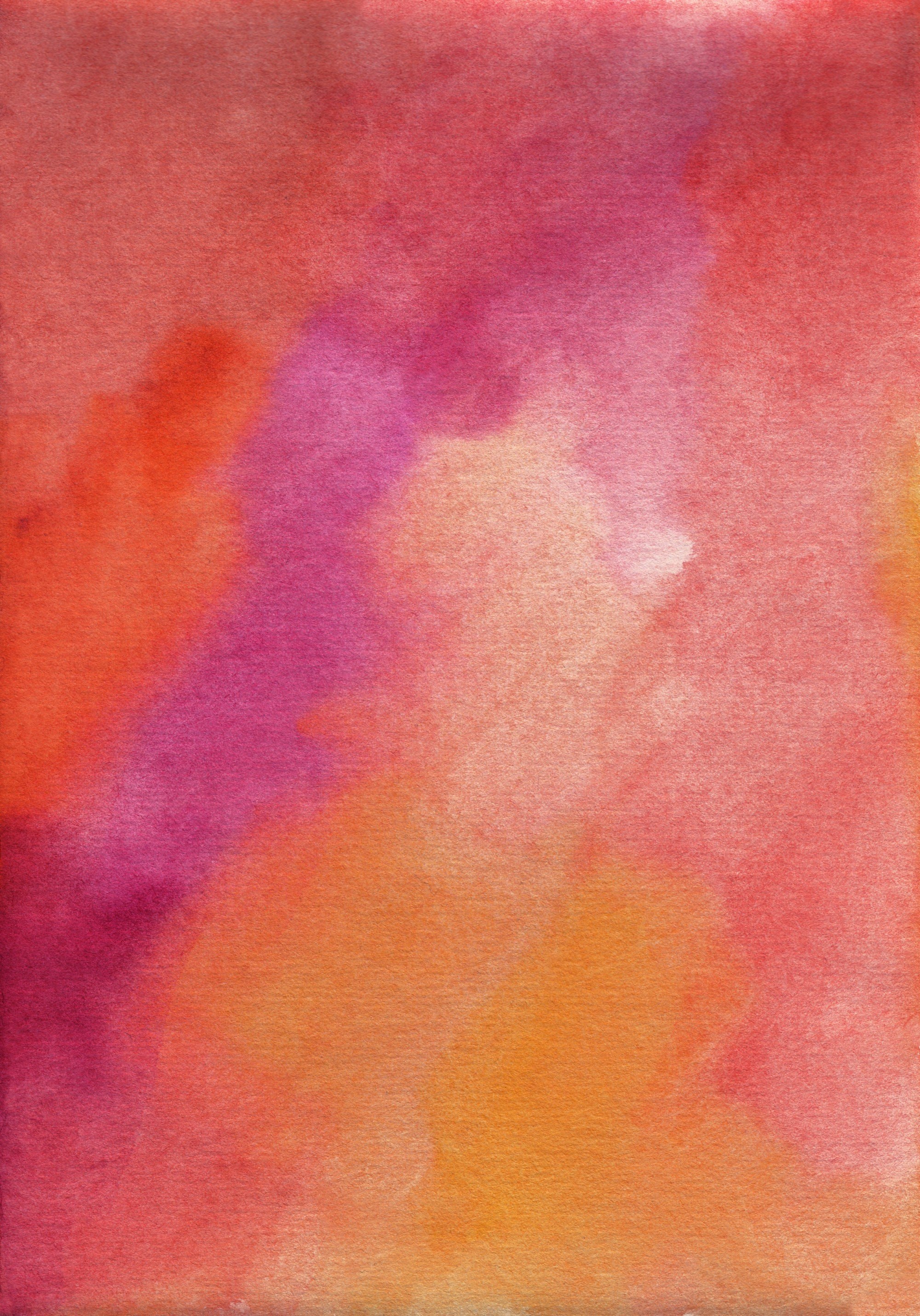 Soft watercolour wash blending pink, orange and red