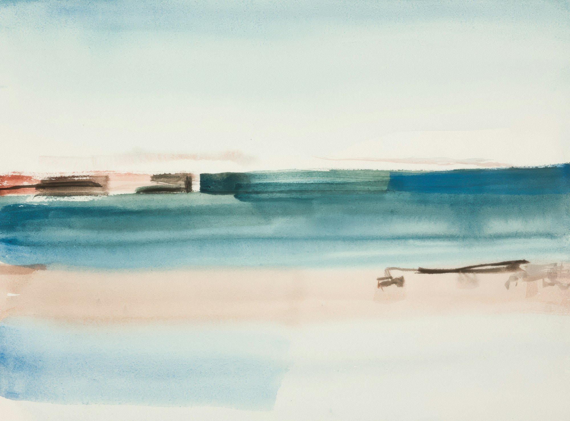Abstract watercolour painting of a calm seascape